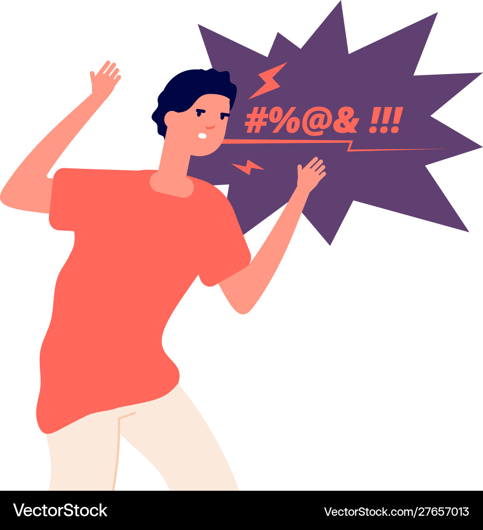 Man expressing anger irritated character angry Man expressing anger irritated character angry vector image