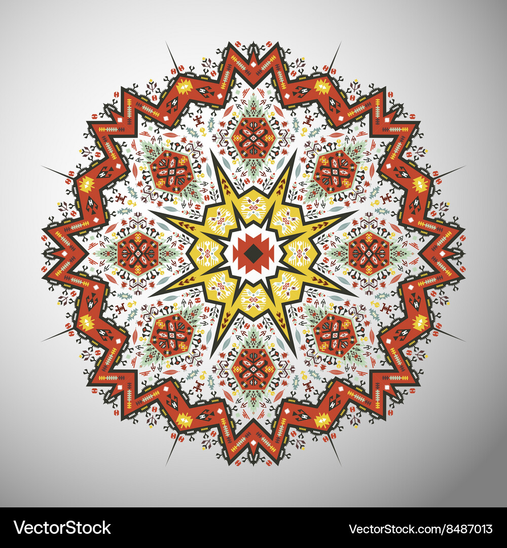 Ornamental round geometric pattern in latin Vector Image