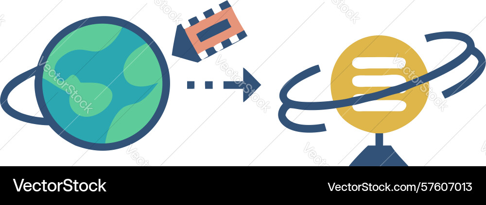 Planet with orbiting sphere satellite vector image