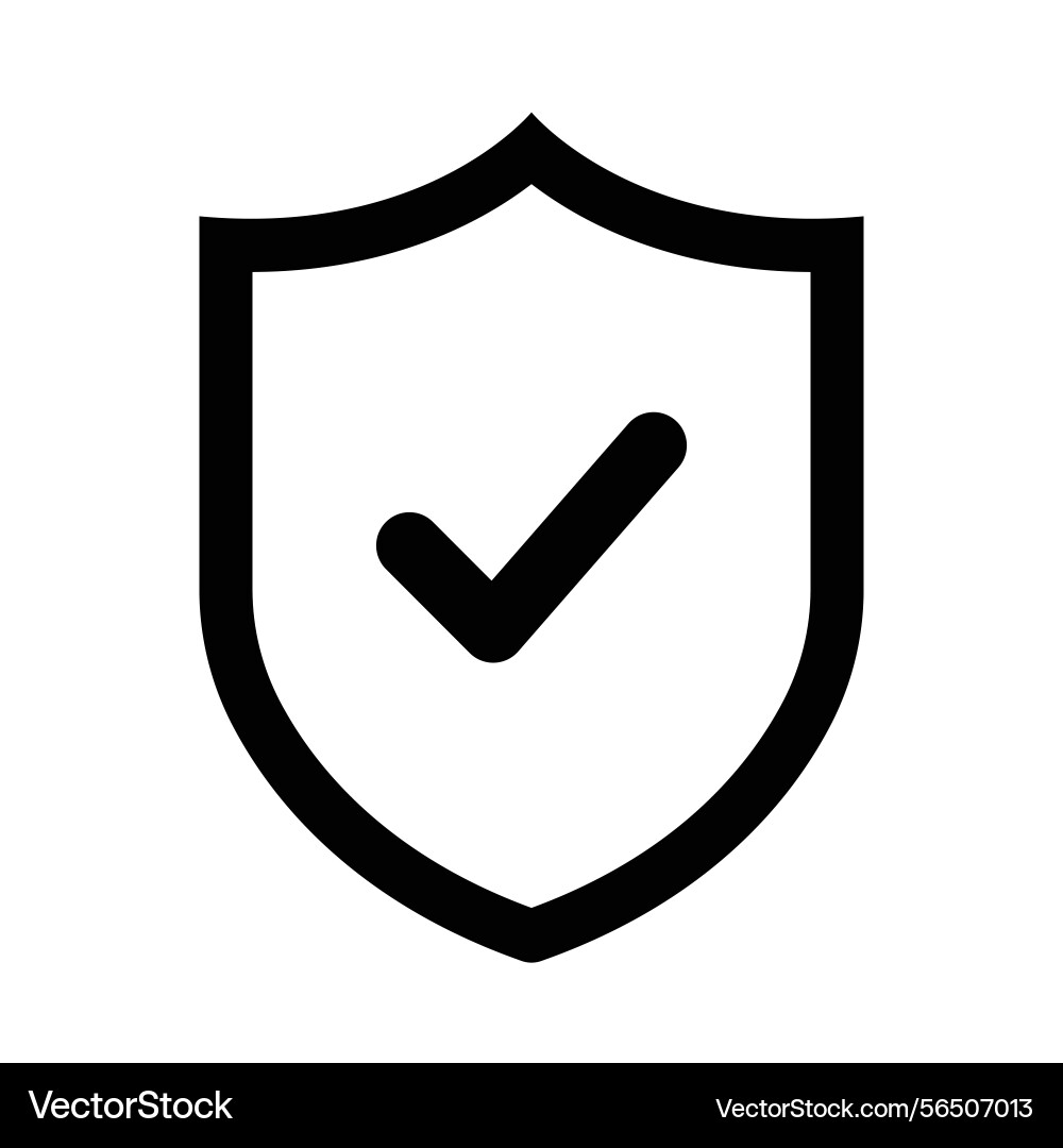 Protected shield with check mark icon security vector image