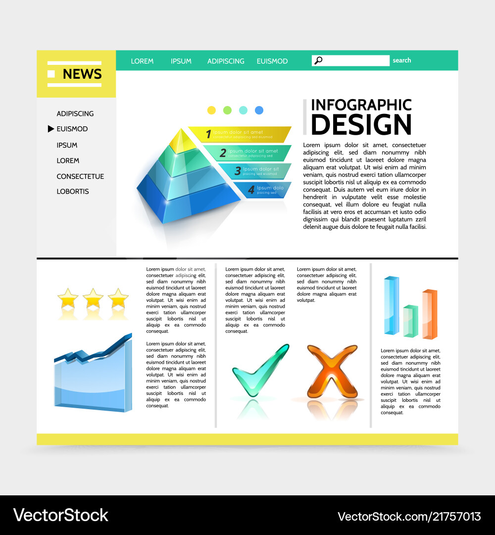 Realistic infographic design website template – Royalty-Free Vector |  VectorStock, image size:1000x1080