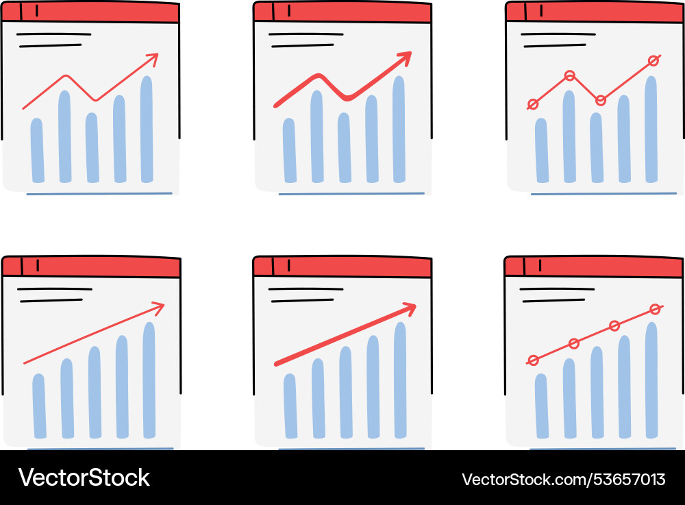 Set graphs bar charts graph going up down Vector Image