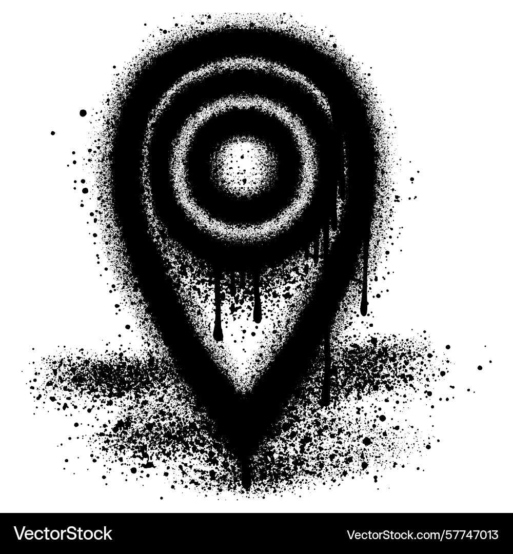 Spray painted graffiti map pointer icon sprayed vector image