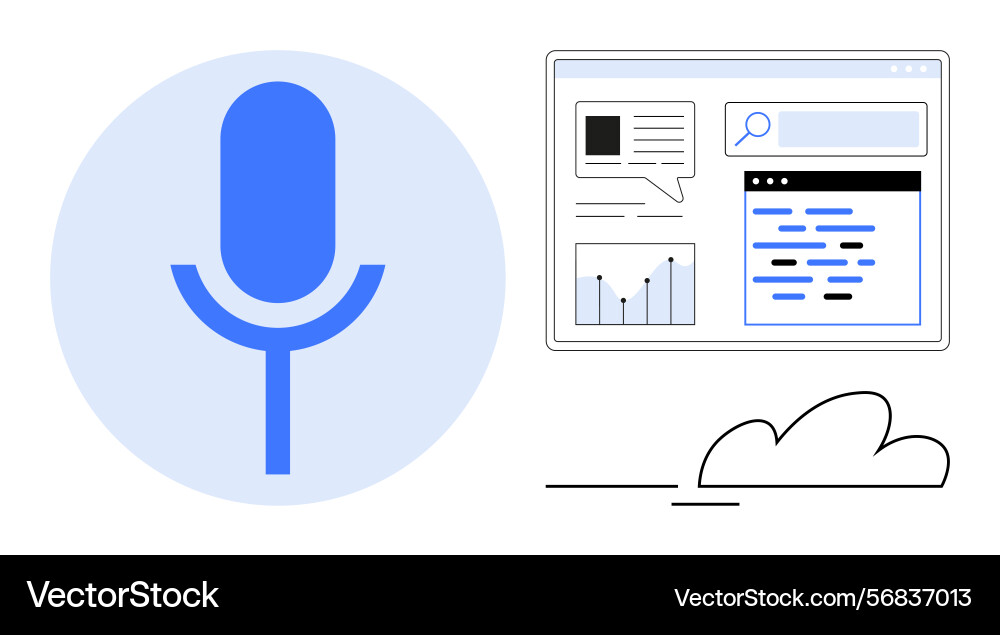 Voice search and data visualization in a cloud vector image