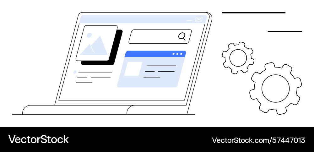 Web interface with search bar image preview text Web interface with search bar image preview text vector image