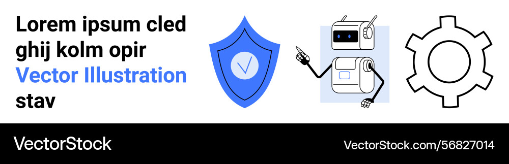 Cybersecurity concept with shield tech robot Cybersecurity concept with shield tech robot vector image