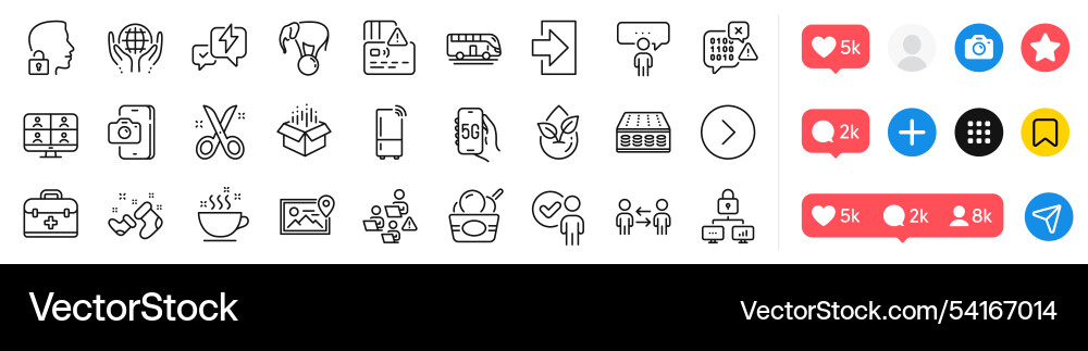 Forward unlock system and teamwork line icons Forward unlock system and teamwork line icons Vector Image