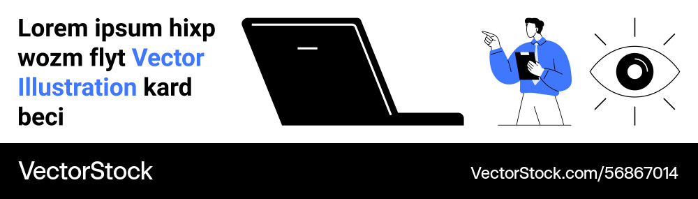 Man analyzing data with a notepad near laptop Vector Image