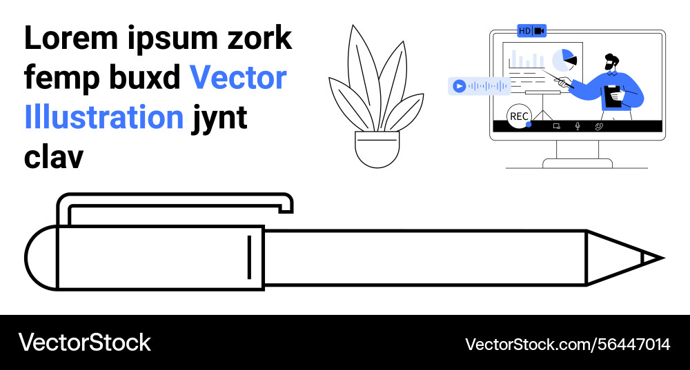 Virtual presentation with recording feature desk Vector Image