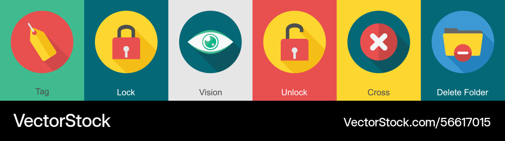 A set of 6 user interface icons as tag lock vision Vector Image