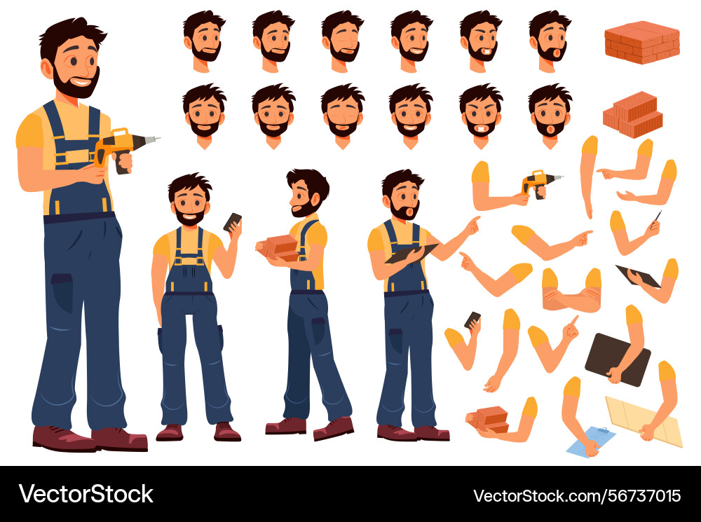 Builder character constructor for animation Builder character constructor for animation vector image