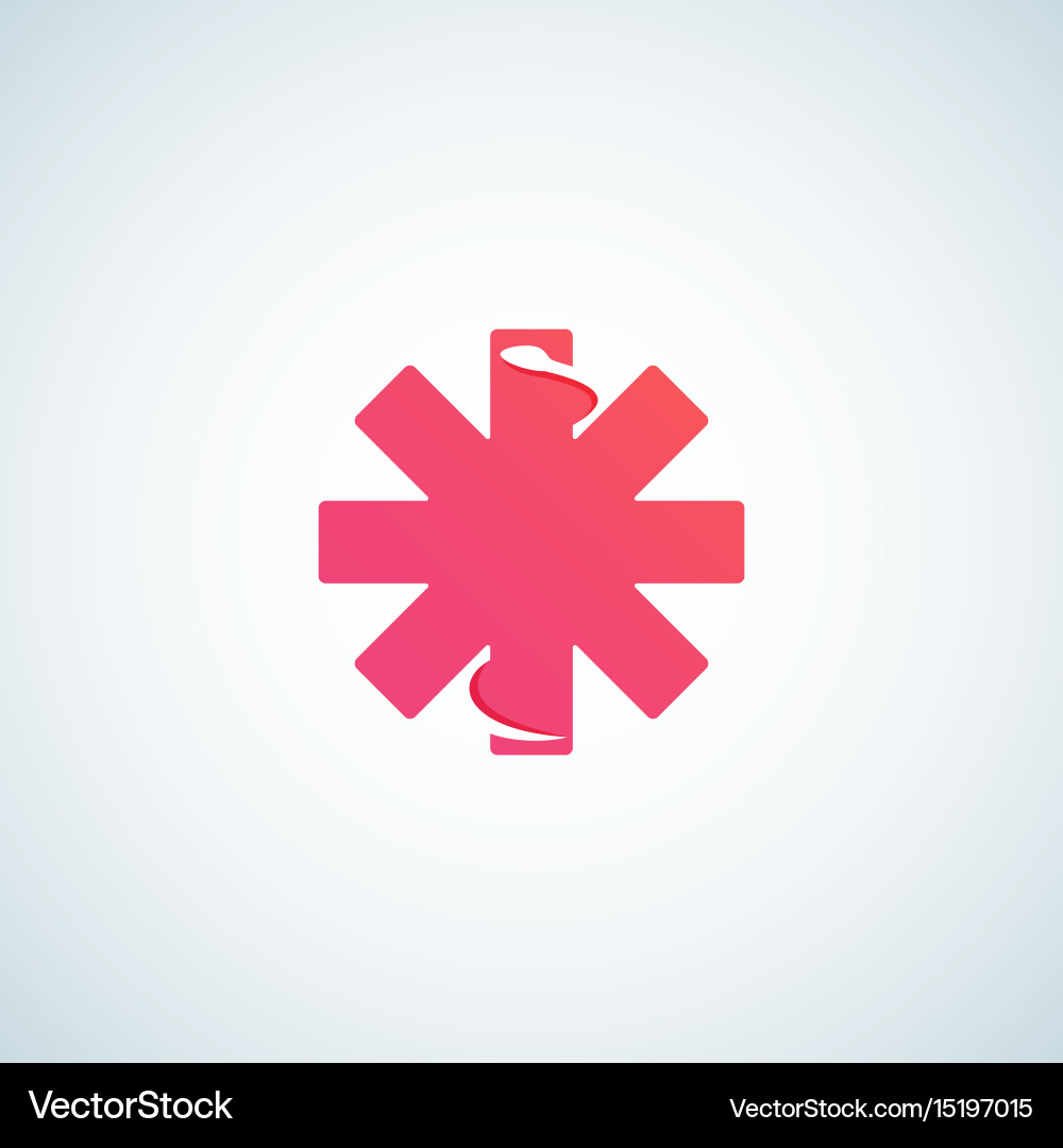 Cross with negative space snake abstract vector image
