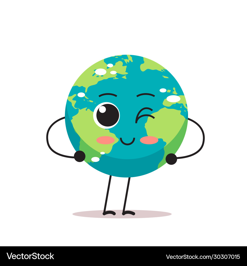 Cute earth character blinking cartoon mascot globe Cute earth character blinking cartoon mascot globe vector image