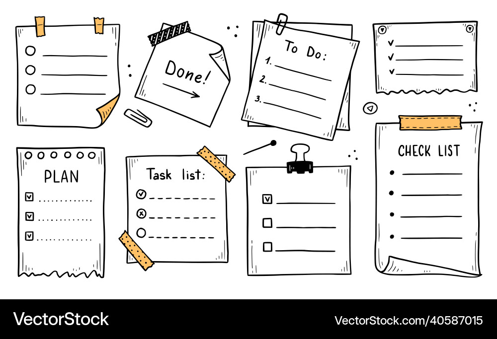 Doodle Checkliste zur Aufgabenliste Doodle Checkliste zur Aufgabenliste vektorbild