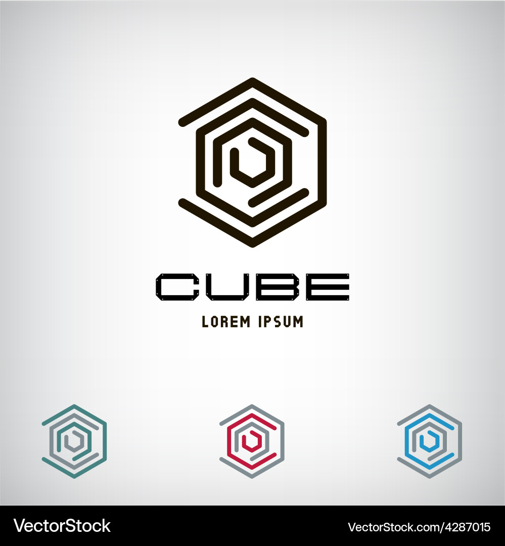 Hexagon Cube Logo - Modern Abstract Vektorbild