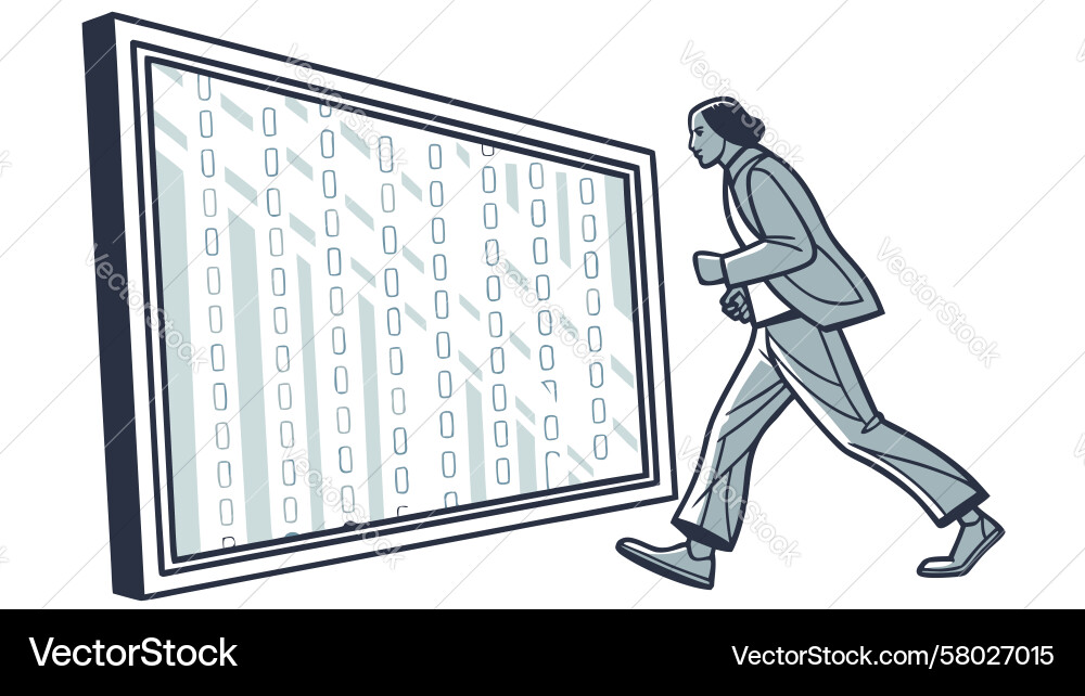 Man Confronting Digital Data Vector Image
