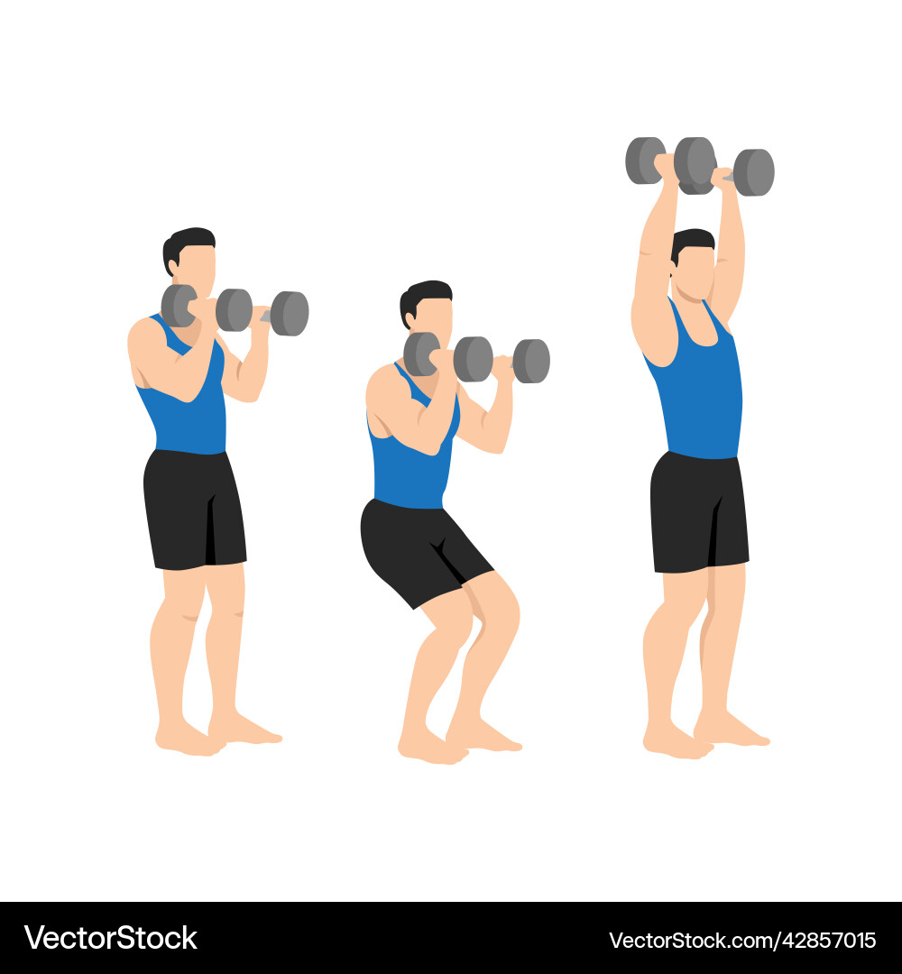 Man doing dumbbell push and press exercise vector image