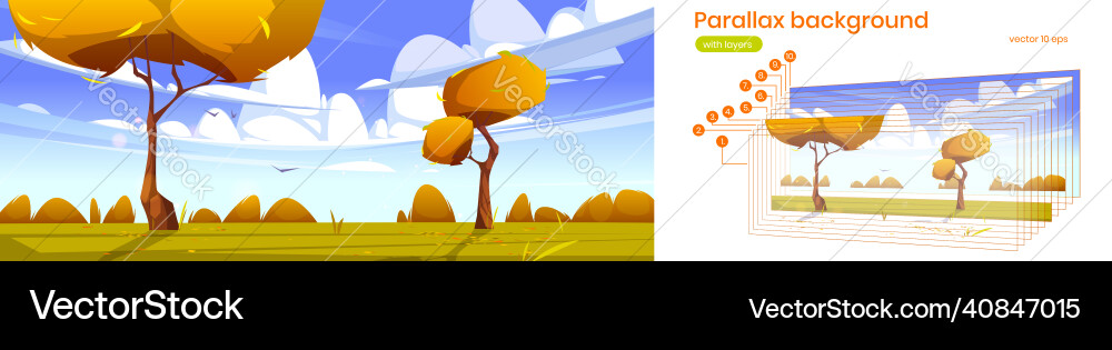 Parallax background with autumn landscape Parallax background with autumn landscape vector image