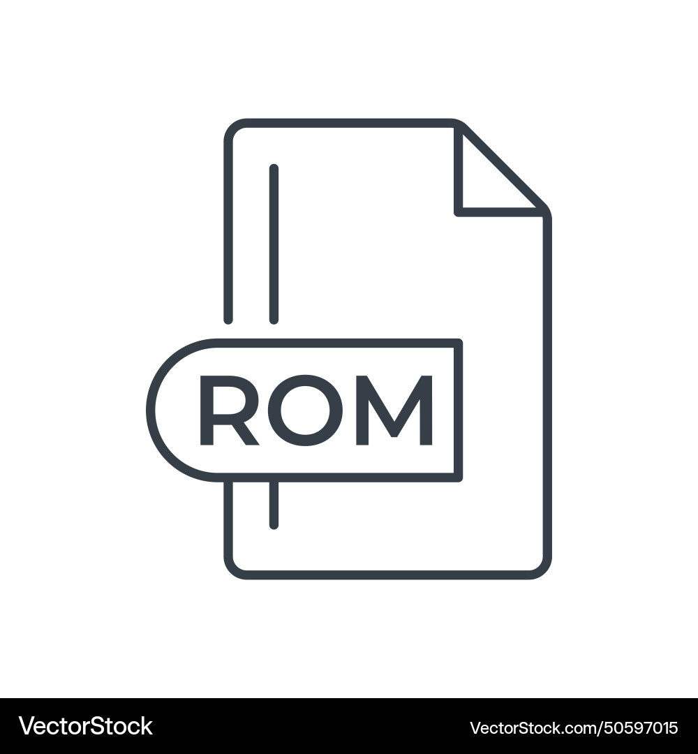 Rom file format icon extension line vector image