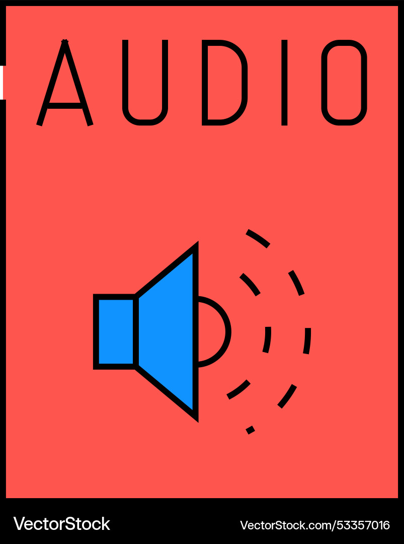 Audio file format document icon color vector image