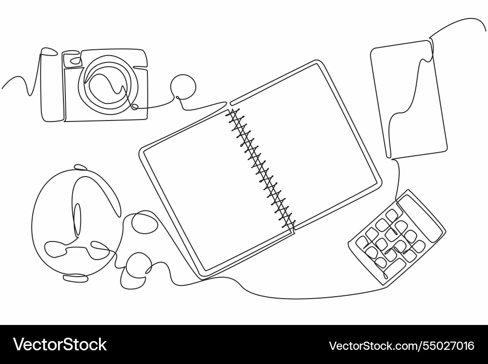 Continuous one line drawing open notebook Continuous one line drawing open notebook vector image