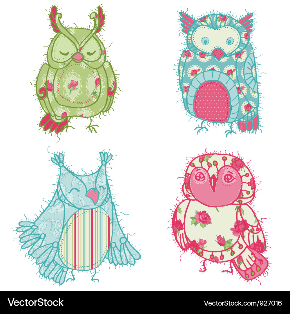 Cute Owl Scrapbook Collection Vector Image