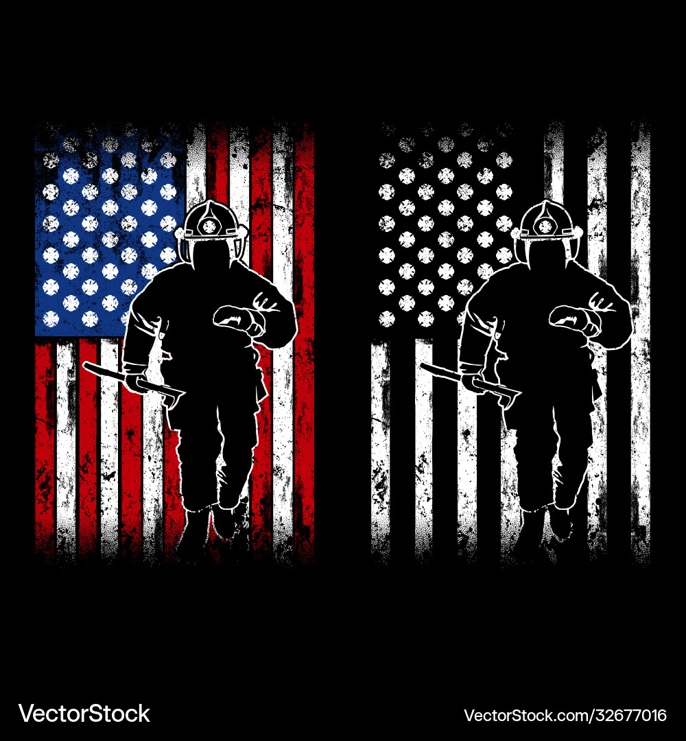 Fireman flag american Fireman flag american vector image