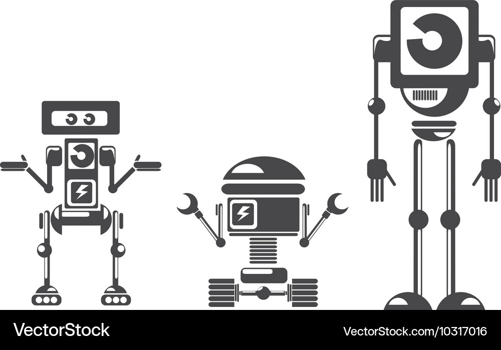 Flat design style robots and cyborgs Vector Image