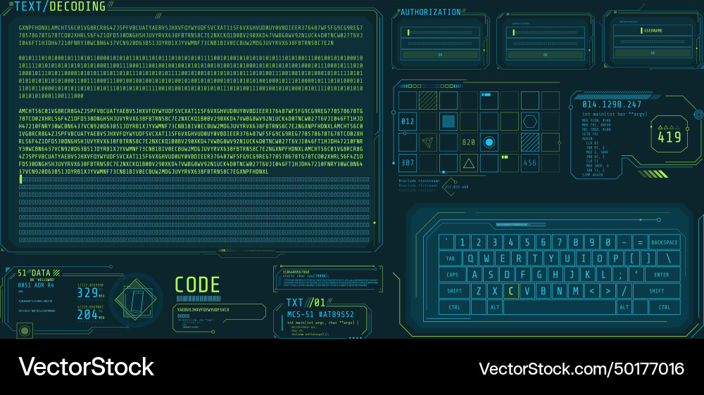 Hud interface design for decoding big data Vector Image