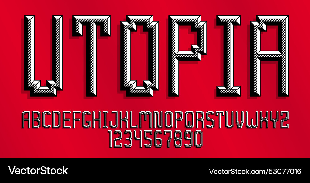 Minimal geometric cyberpunk font with facet Minimal geometric cyberpunk font with facet vector image