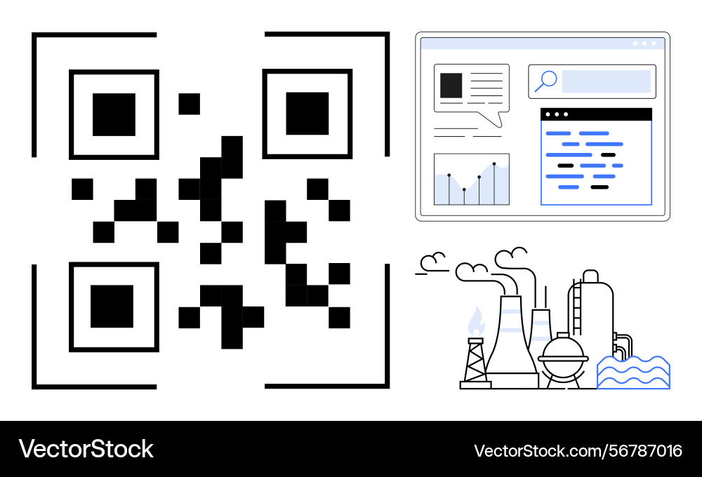 Qr-Code mit Datenanalyse Dashboard Qr-Code mit Datenanalyse Dashboard Vektorbild