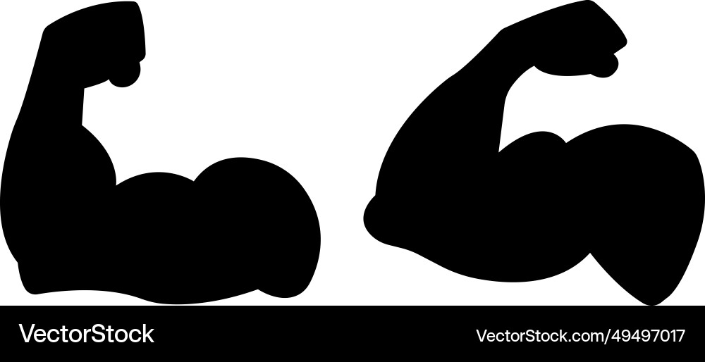 Arm muscle flex strong emoji flat black icon set Arm muscle flex strong emoji flat black icon set vector image