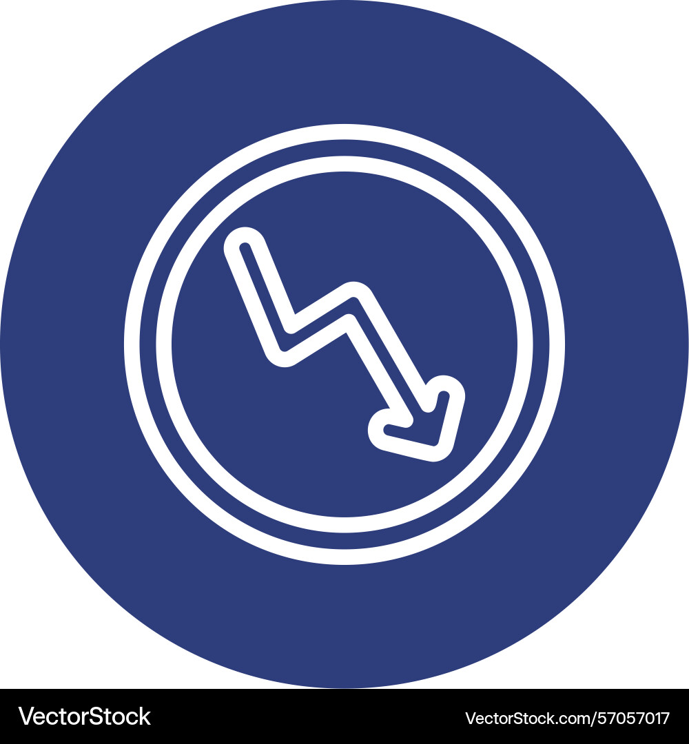 Arrow zigzag down line circle style icon design Vector Image