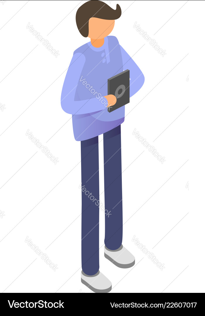 Boy listen music icon isometric style Boy listen music icon isometric style vector image