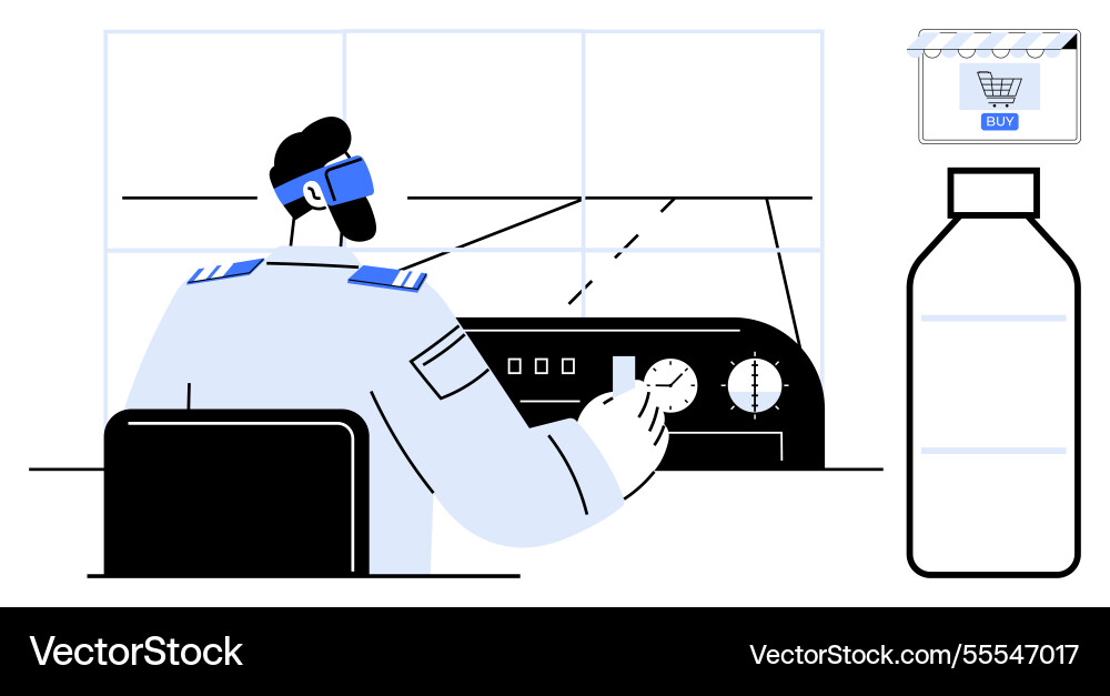 Pilot using vr technology for digital navigation Pilot using vr technology for digital navigation vector image