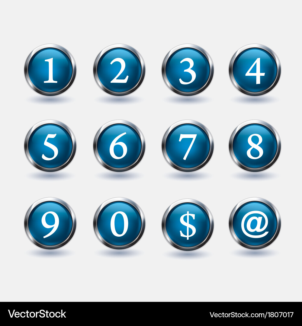 Set of buttons with number vector image