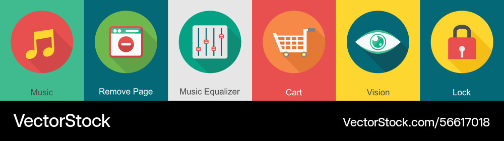 A set of 6 user interface icons as music remove vector image