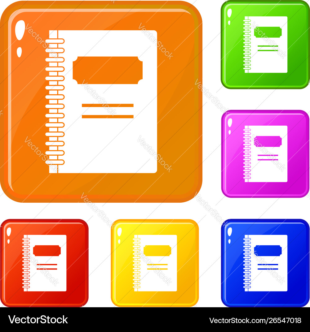 Closed spiral notebook icons set color Closed spiral notebook icons set color vector image