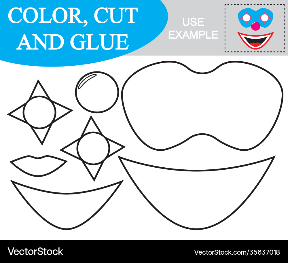 Create image mask clown worksheet color Create image mask clown worksheet color vector image