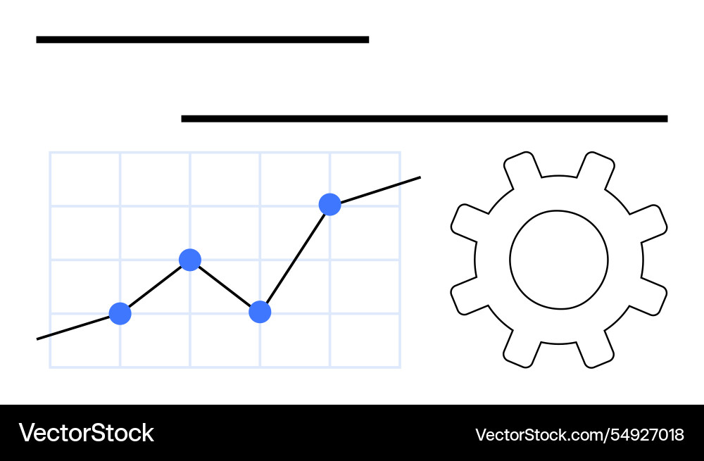 Data analytics growth chart with gear representing Data analytics growth chart with gear representing vector image
