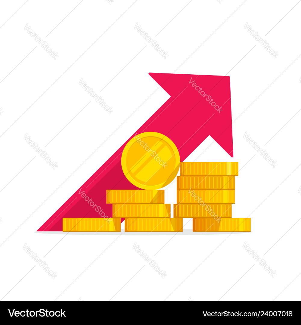Money Growth Chart - Golden Coins Vector Image