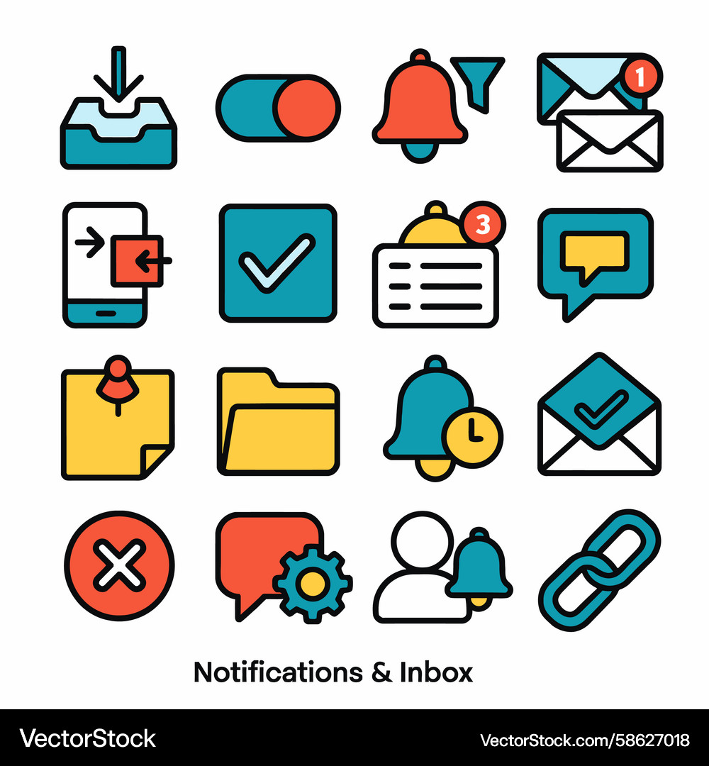 Notifications inbox icons set Vector Image