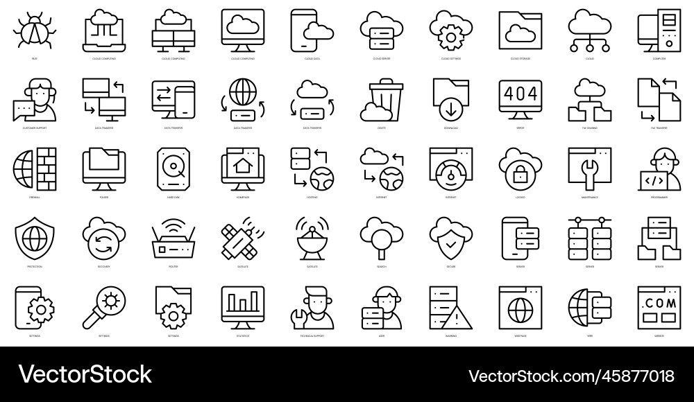 Set of thin line cloud computing icons Set of thin line cloud computing icons vector image