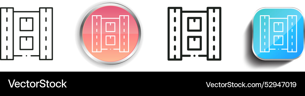 Conveyor belt icon thin linear regular and button vector image