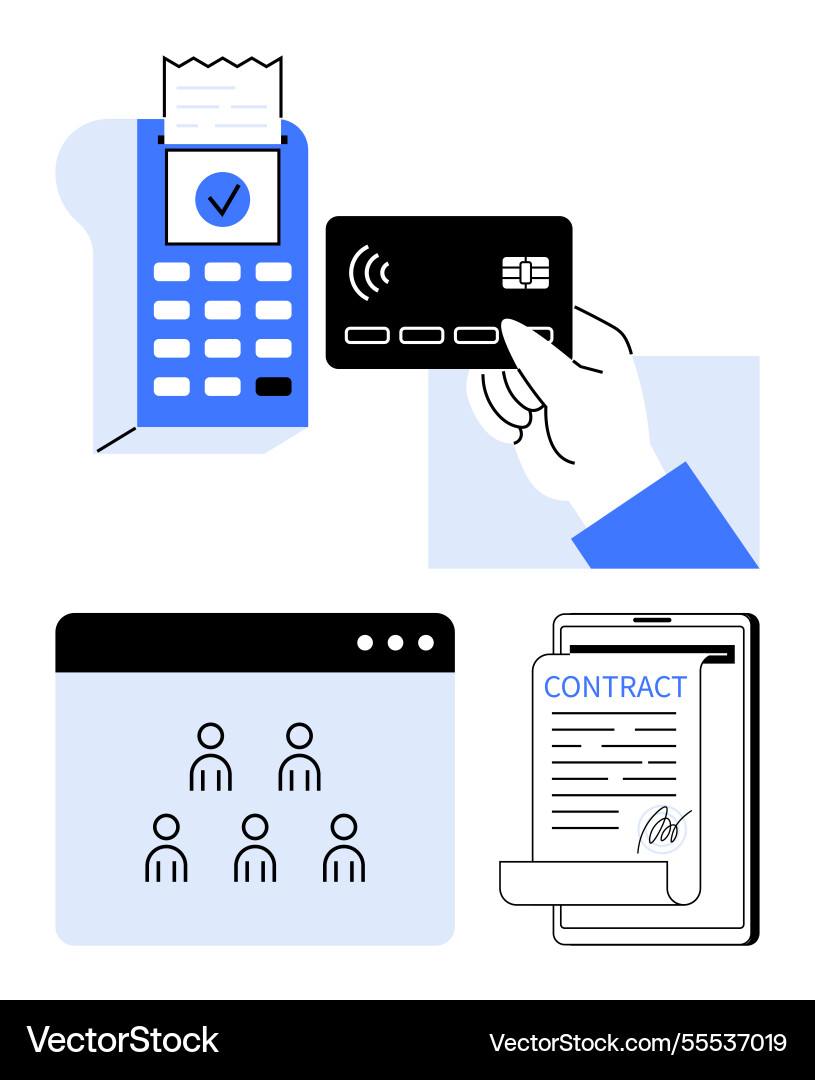 Digital transactions with payment terminal credit Digital transactions with payment terminal credit vector image