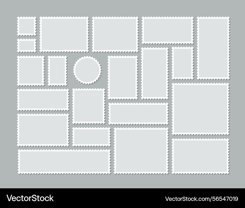 Empty stamps collection with different shapes Vector Image