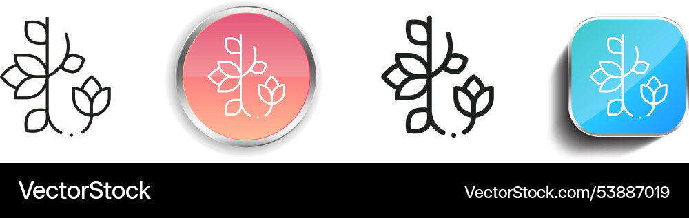 Floral design icon thin linear regular and button Vector Image