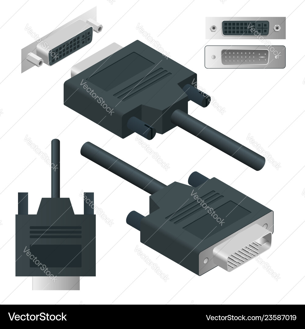 Isometric dvi adapter digital visual interface Isometric dvi adapter digital visual interface vector image