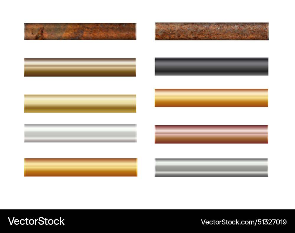 Pipe set isolated on background chrome rusty Pipe set isolated on background chrome rusty vector image