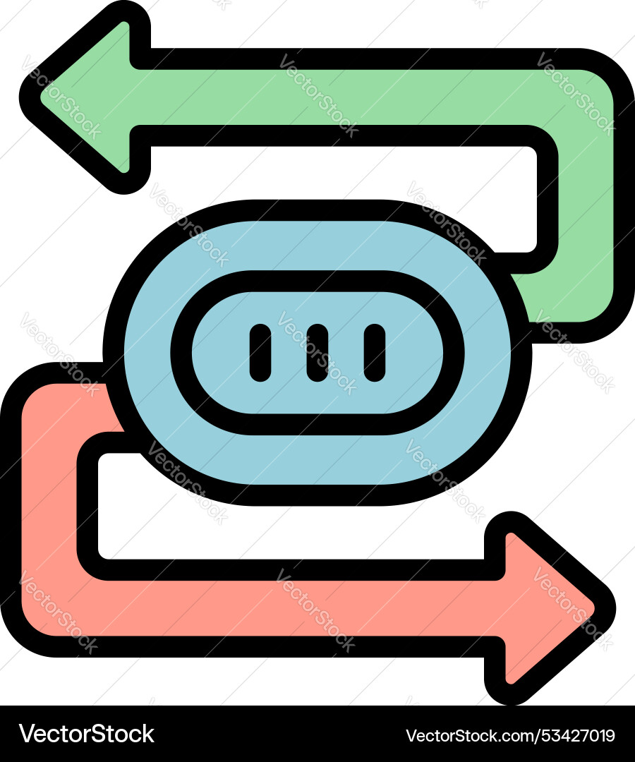 Round button with three lines and two arrows vector image